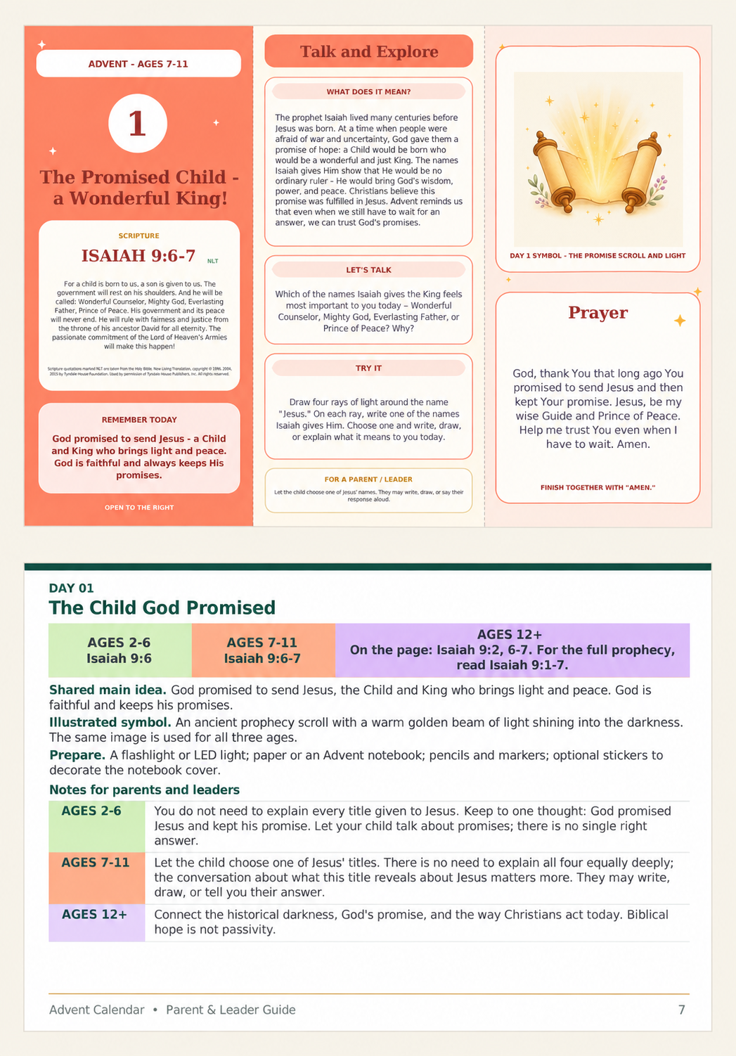 Printable Christian Advent Calendar for Ages 7–11