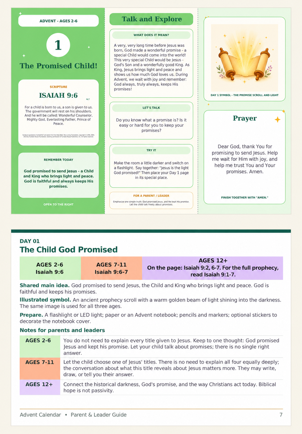 Printable Christian Advent Calendar for Ages 2 - 6