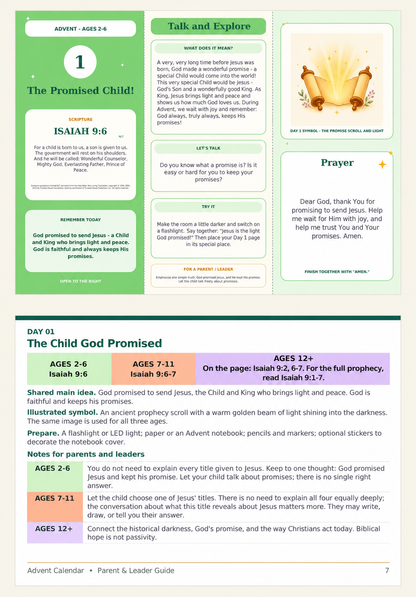 Printable Christian Advent Calendar for Ages 2 - 6