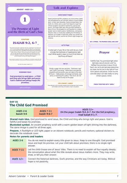 Printable Christian Advent Calendar for Teens Ages 12+